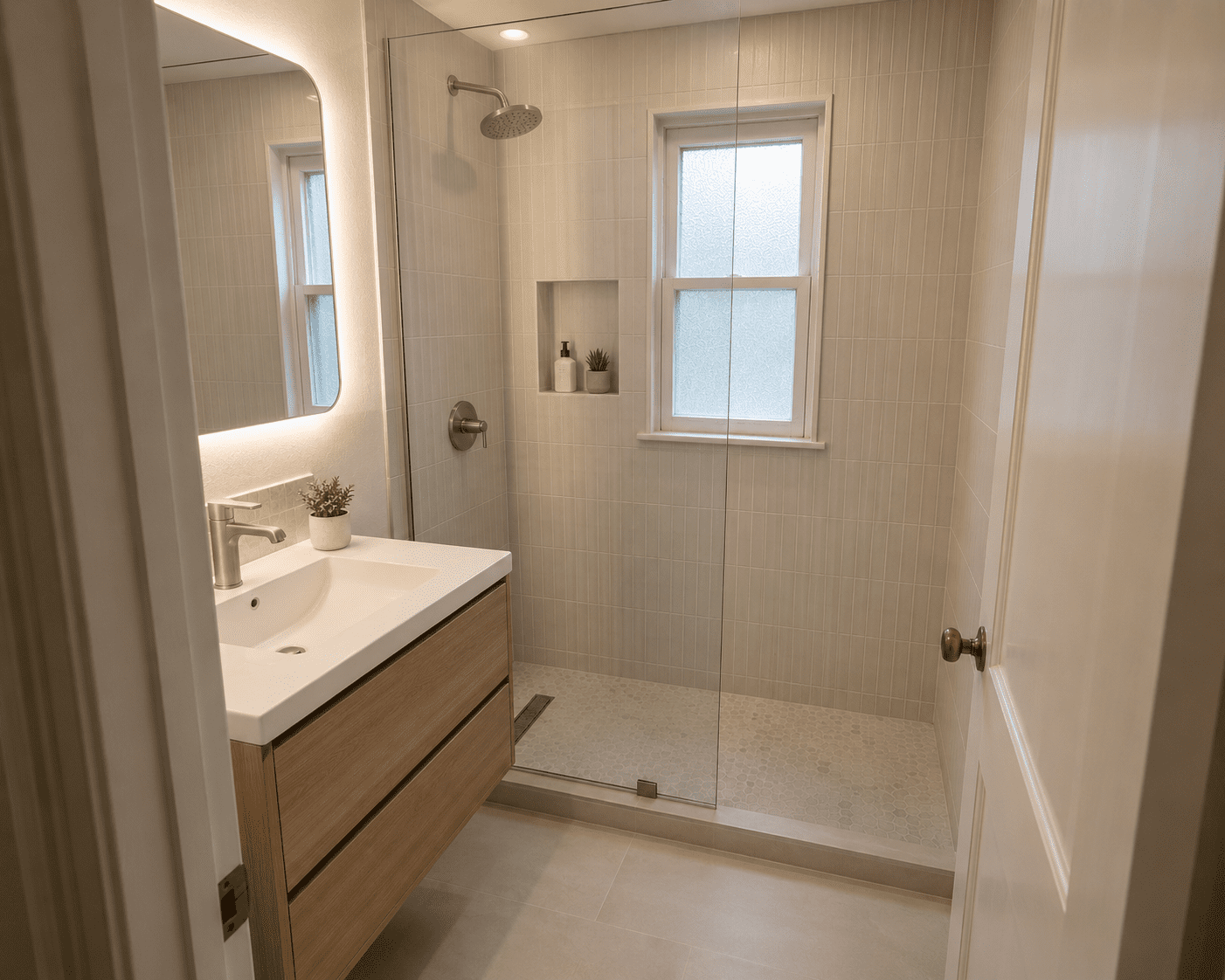 After — compact modern bathroom in Kensington, MD