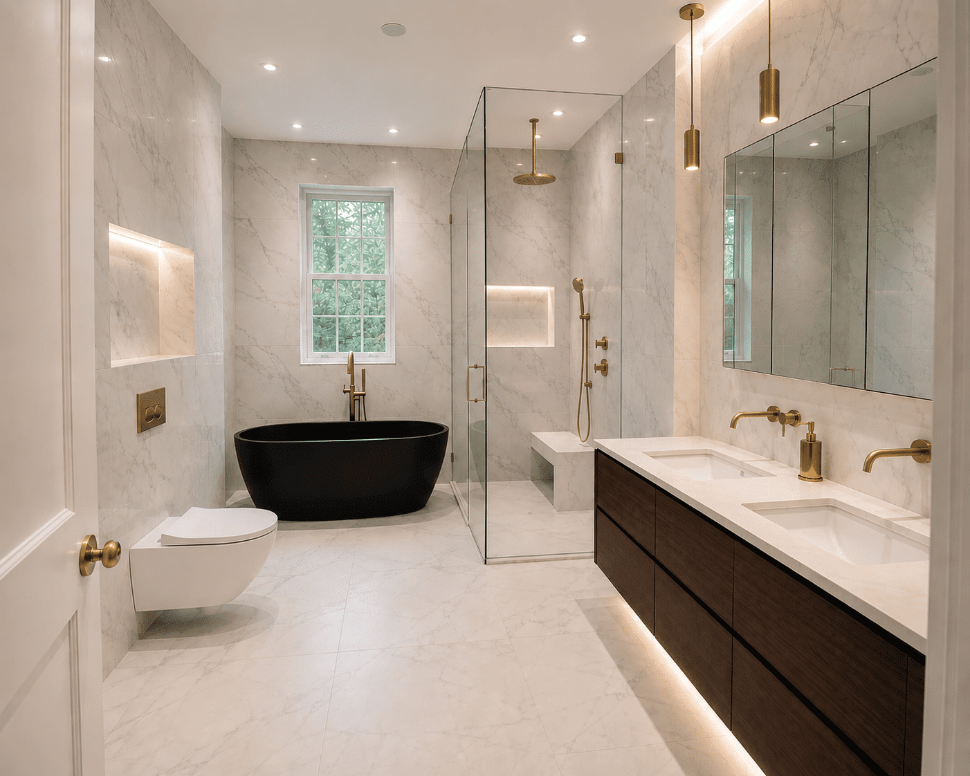 After — luxury primary bathroom in Chevy Chase, MD